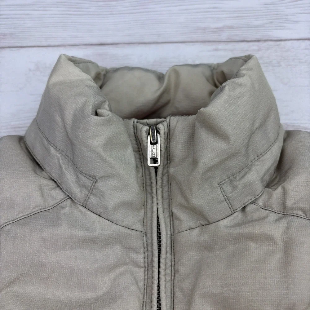Eddie Bauer Women's Petite XS Goose Down Puffer Vest Taupe Full Zip Safari